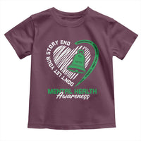 Mental Health Awarenes Toddler T Shirt Green Ribbon Inspirational Psychologist Therapist