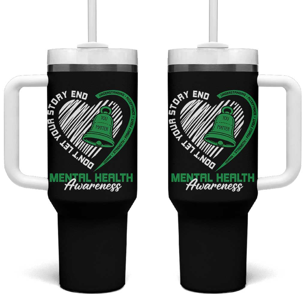 Mental Health Awarenes Tumbler With Handle Green Ribbon Inspirational Psychologist Therapist