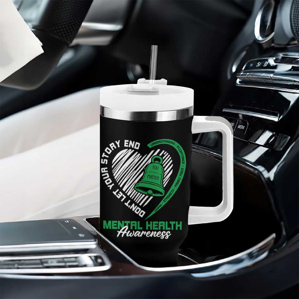 Mental Health Awarenes Tumbler With Handle Green Ribbon Inspirational Psychologist Therapist