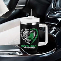Mental Health Awarenes Tumbler With Handle Green Ribbon Inspirational Psychologist Therapist