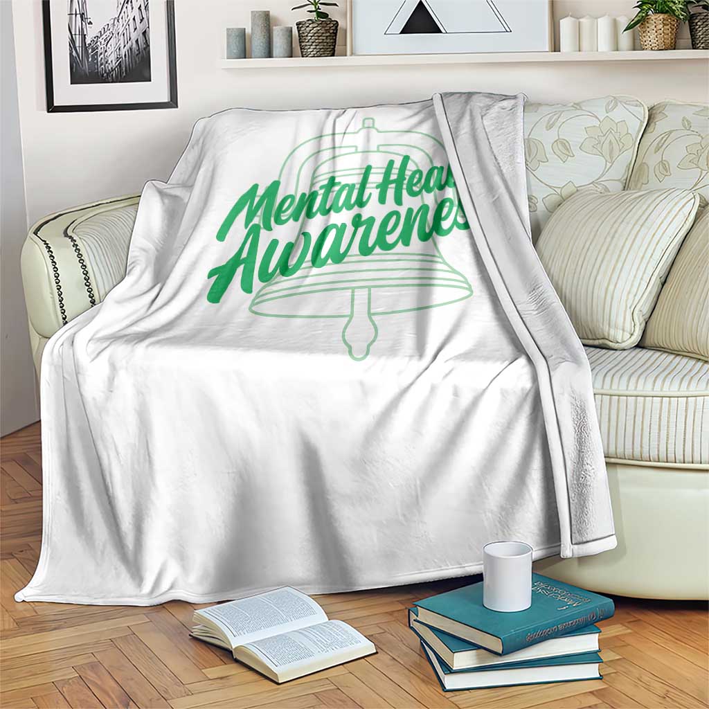 Mental Health Matters Awareness Throw Blanket Support Squad Green Ribbon