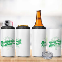 Mental Health Matters Awareness 4 in 1 Can Cooler Tumbler Support Squad Green Ribbon