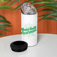 Mental Health Matters Awareness 4 in 1 Can Cooler Tumbler Support Squad Green Ribbon