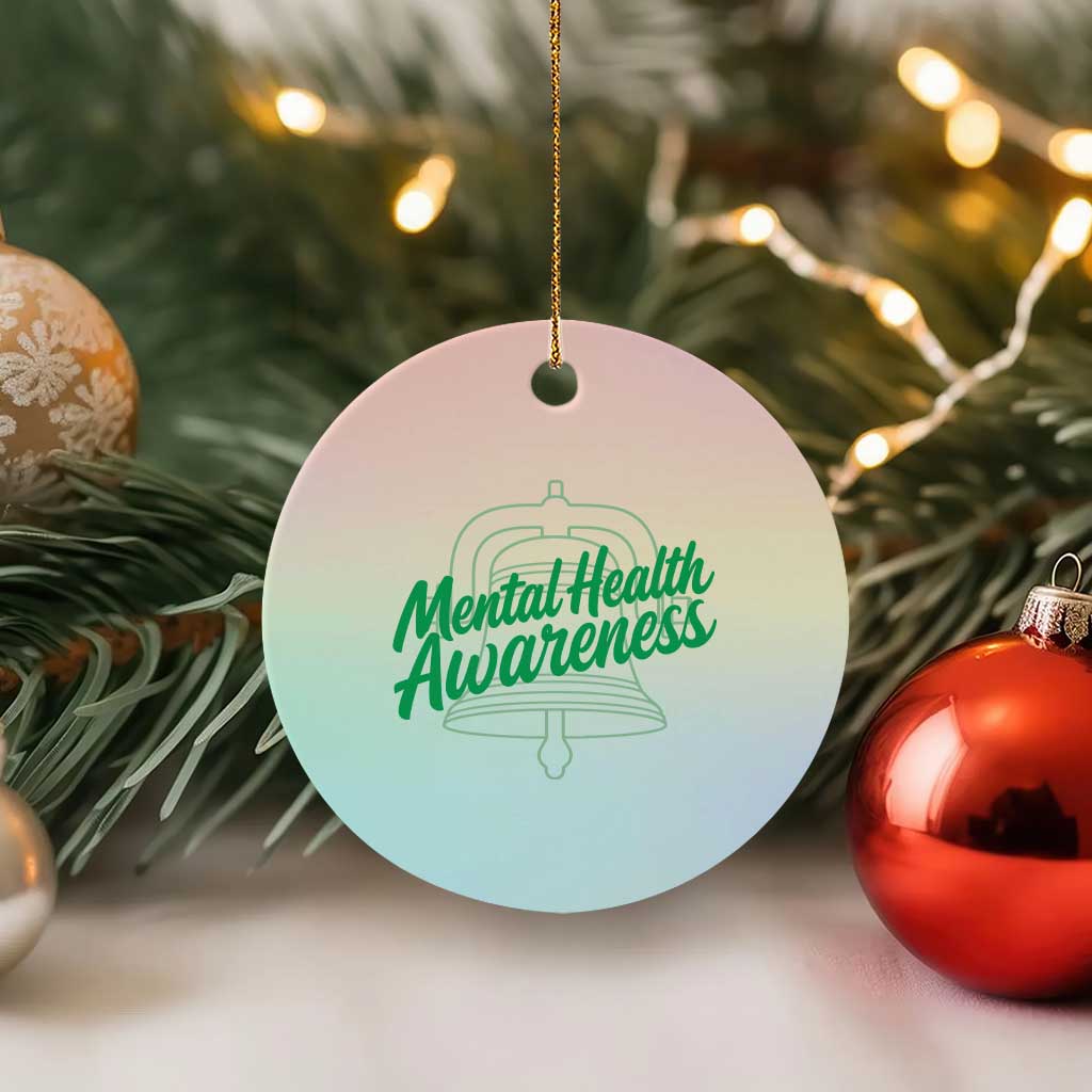 Mental Health Matters Awareness Ceramic Ornament Support Squad Green Ribbon