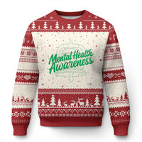Mental Health Matters Awareness Ugly Christmas Sweater Support Squad Green Ribbon