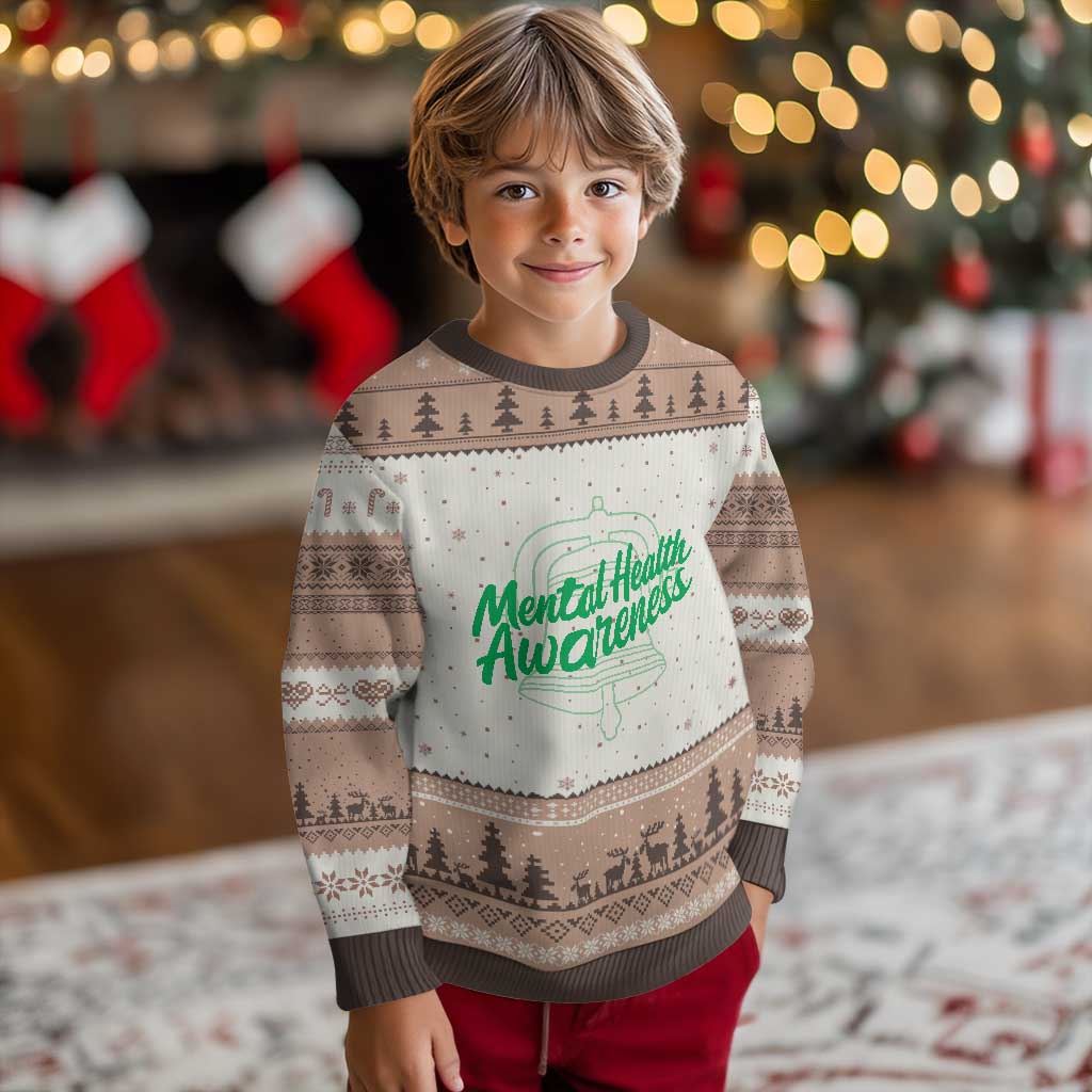 Mental Health Matters Awareness Ugly Christmas Sweater Support Squad Green Ribbon