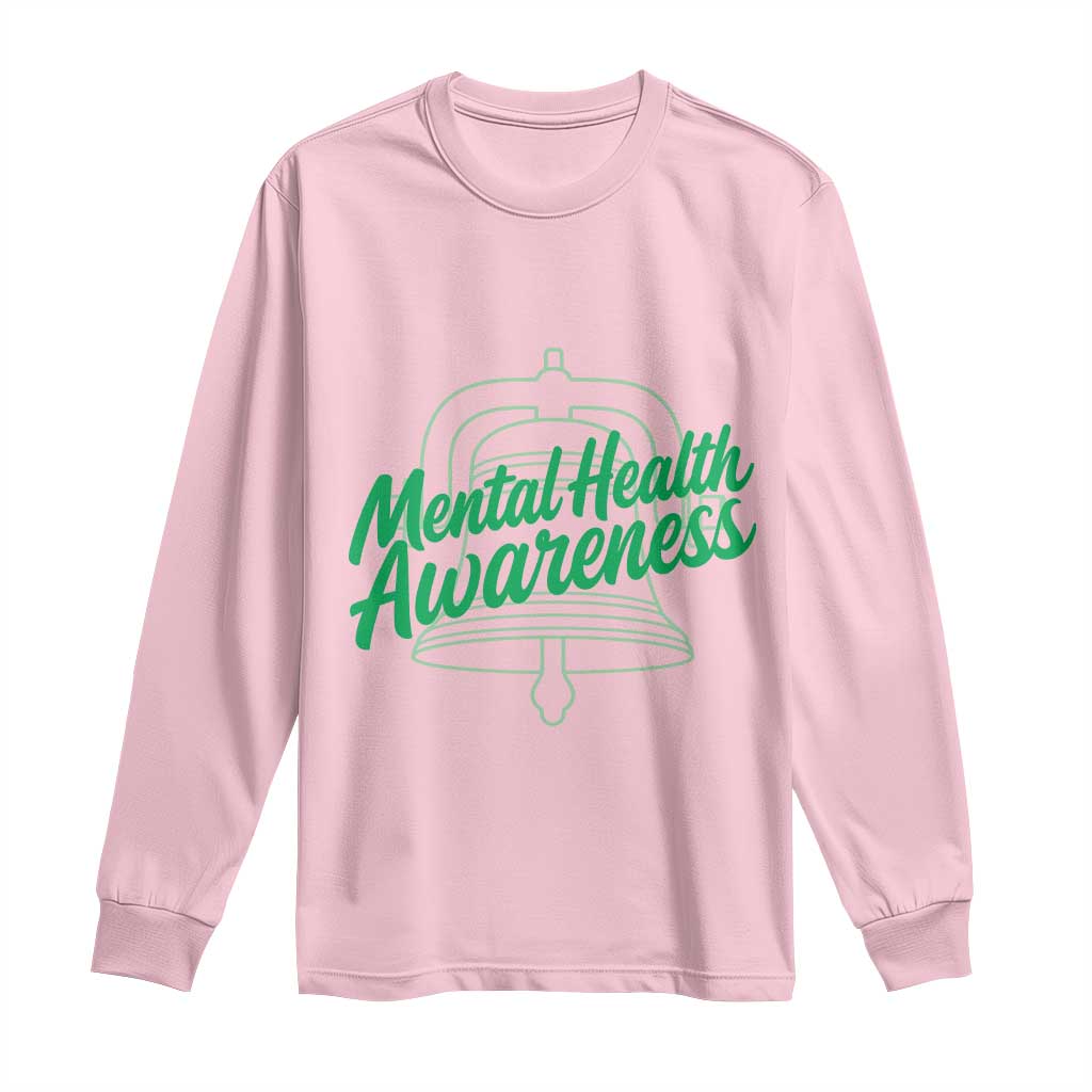 Mental Health Matters Awareness Long Sleeve Shirt Support Squad Green Ribbon