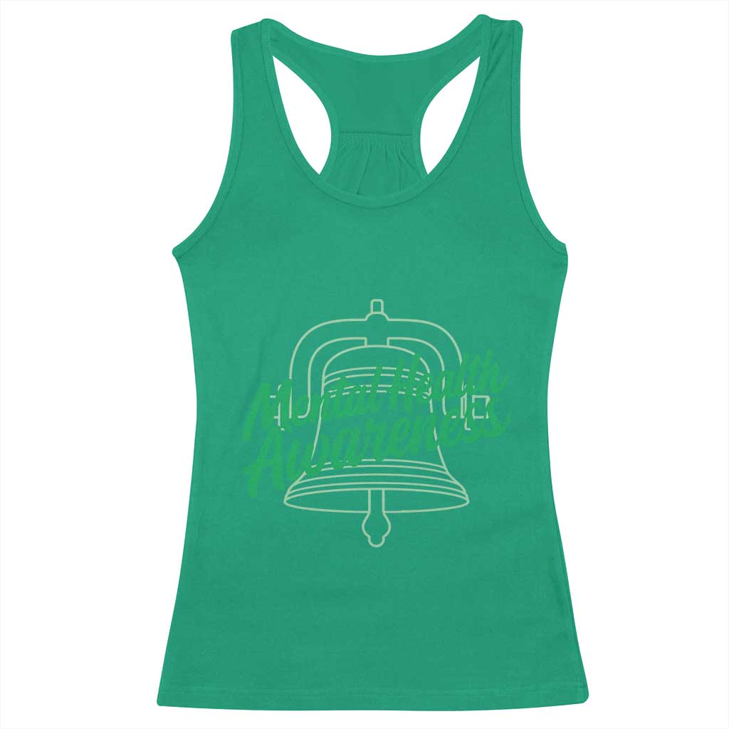 Mental Health Matters Awareness Racerback Tank Top Support Squad Green Ribbon