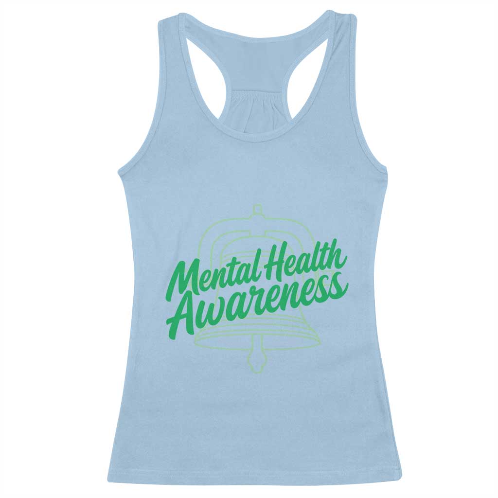Mental Health Matters Awareness Racerback Tank Top Support Squad Green Ribbon