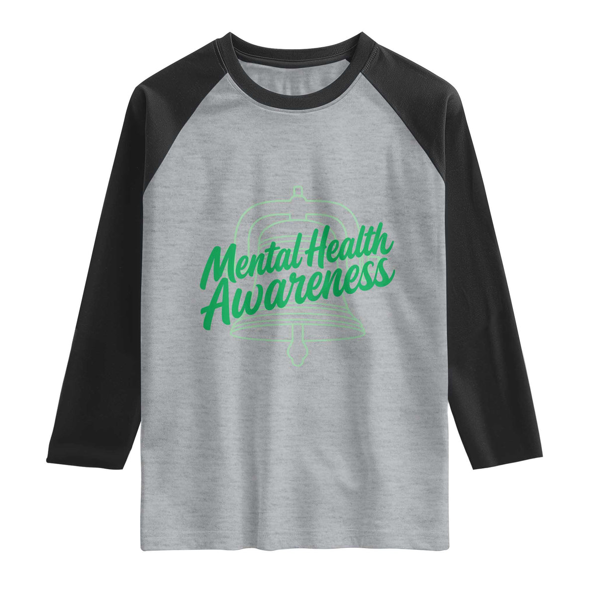 Mental Health Matters Awareness Raglan Shirt Support Squad Green Ribbon