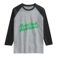 Mental Health Matters Awareness Raglan Shirt Support Squad Green Ribbon