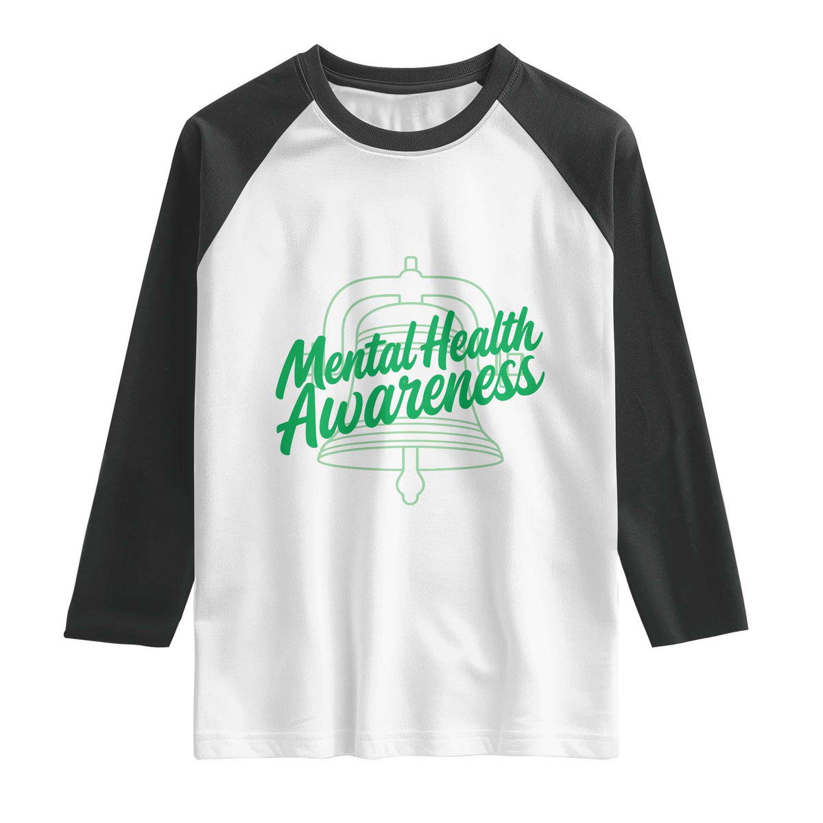 Mental Health Matters Awareness Raglan Shirt Support Squad Green Ribbon