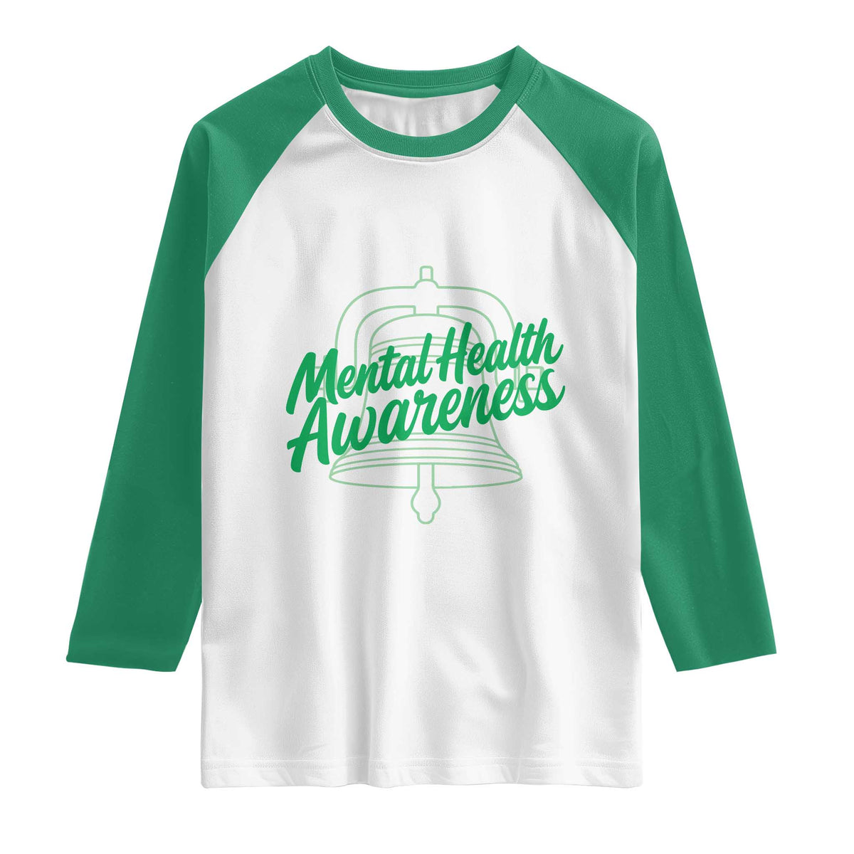 Mental Health Matters Awareness Raglan Shirt Support Squad Green Ribbon