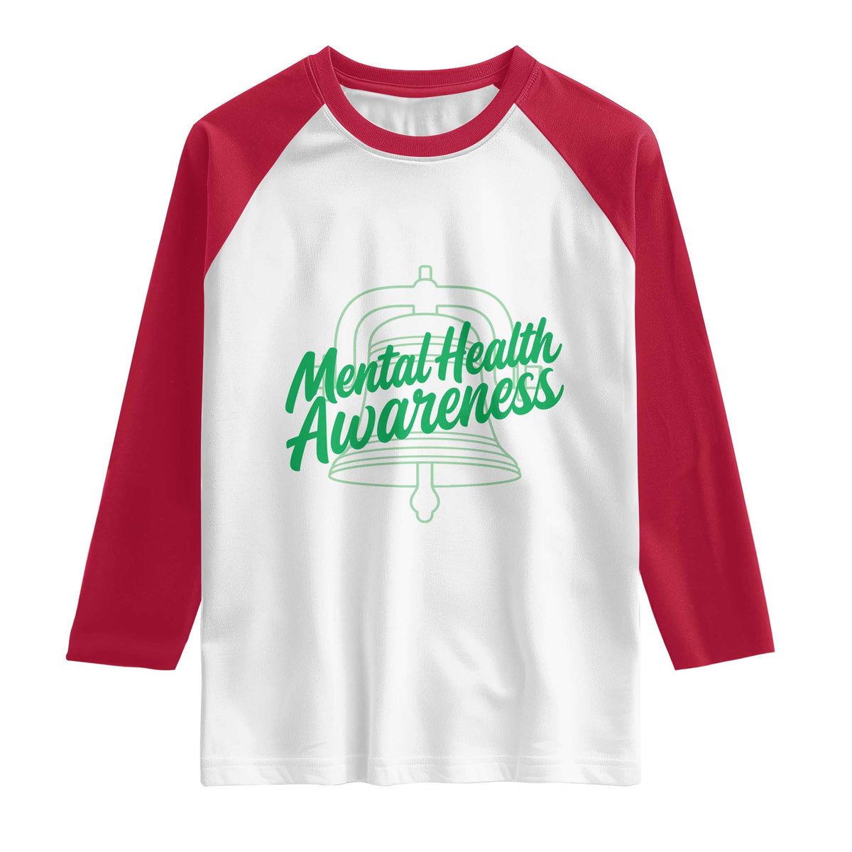 Mental Health Matters Awareness Raglan Shirt Support Squad Green Ribbon