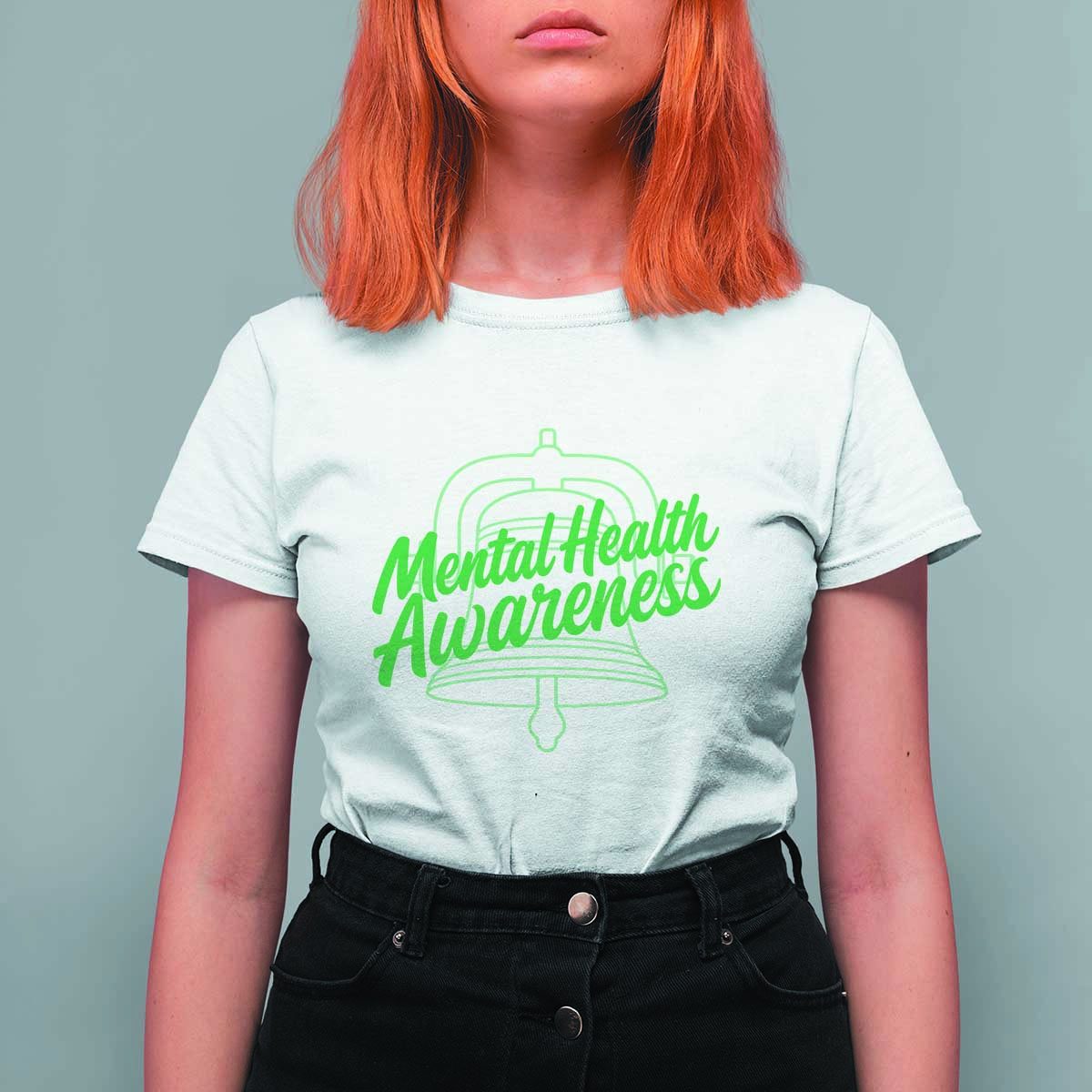 Mental Health Matters Awareness T Shirt For Women Support Squad Green Ribbon
