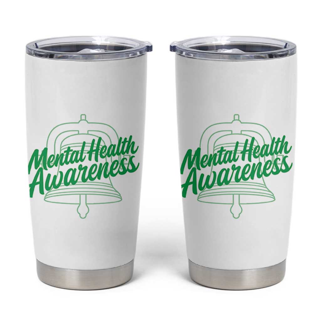 Mental Health Matters Awareness Tumbler Cup Support Squad Green Ribbon