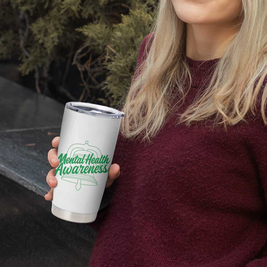 Mental Health Matters Awareness Tumbler Cup Support Squad Green Ribbon