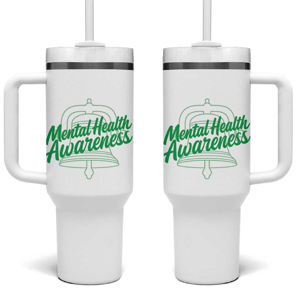 Mental Health Matters Awareness Tumbler With Handle Support Squad Green Ribbon
