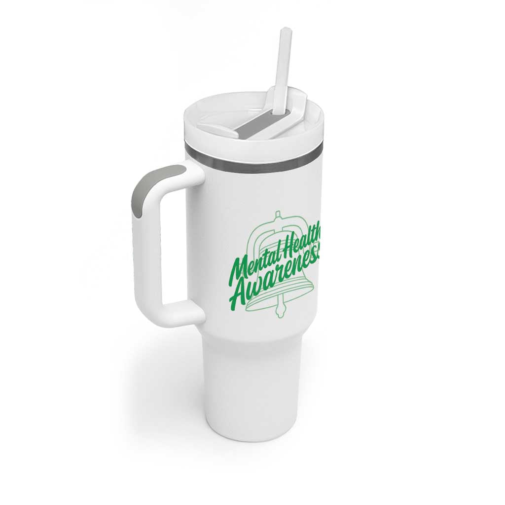 Mental Health Matters Awareness Tumbler With Handle Support Squad Green Ribbon