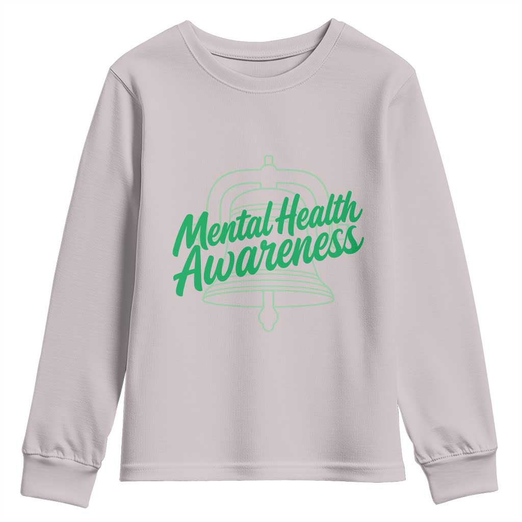 Mental Health Matters Awareness Youth Sweatshirt Support Squad Green Ribbon