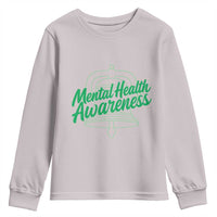 Mental Health Matters Awareness Youth Sweatshirt Support Squad Green Ribbon