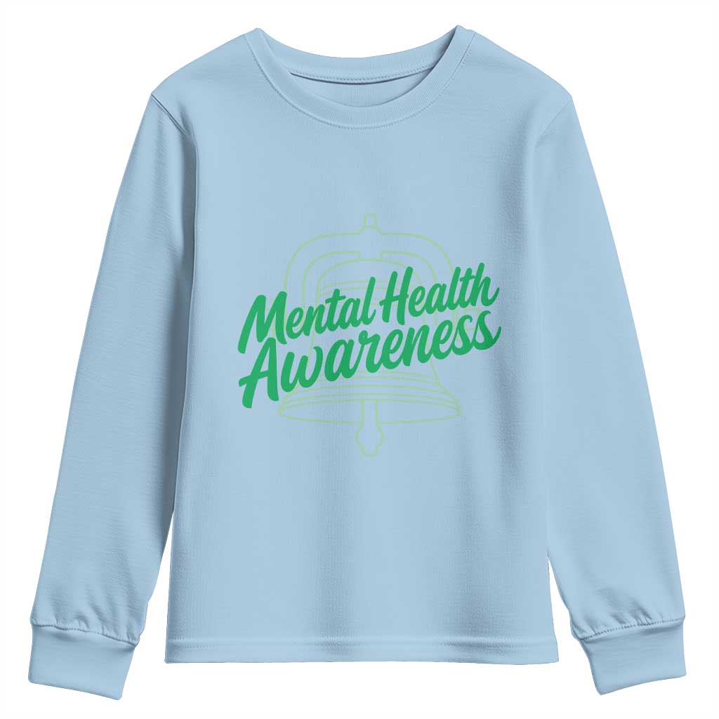 Mental Health Matters Awareness Youth Sweatshirt Support Squad Green Ribbon