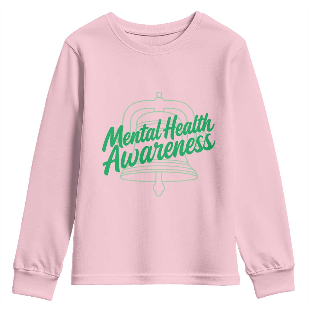 Mental Health Matters Awareness Youth Sweatshirt Support Squad Green Ribbon