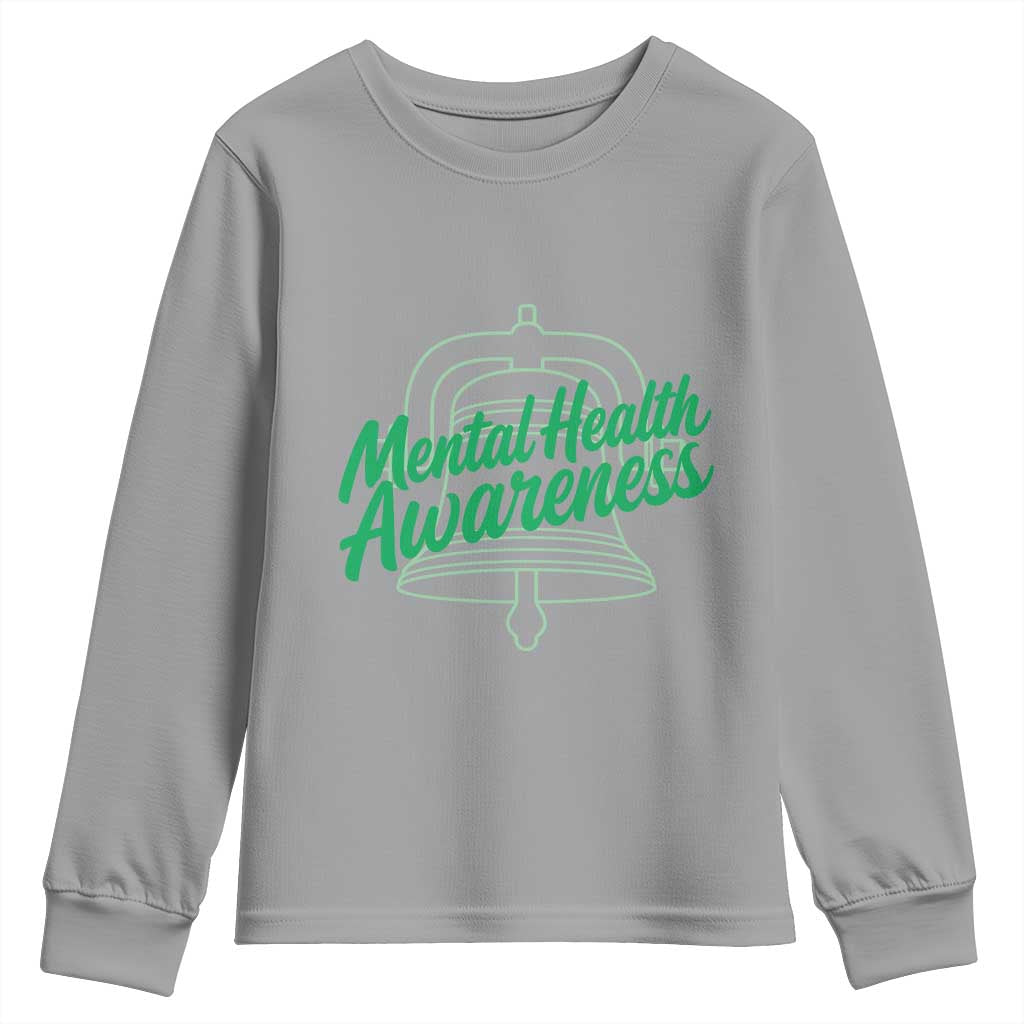 Mental Health Matters Awareness Youth Sweatshirt Support Squad Green Ribbon