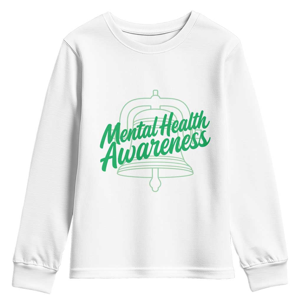 Mental Health Matters Awareness Youth Sweatshirt Support Squad Green Ribbon