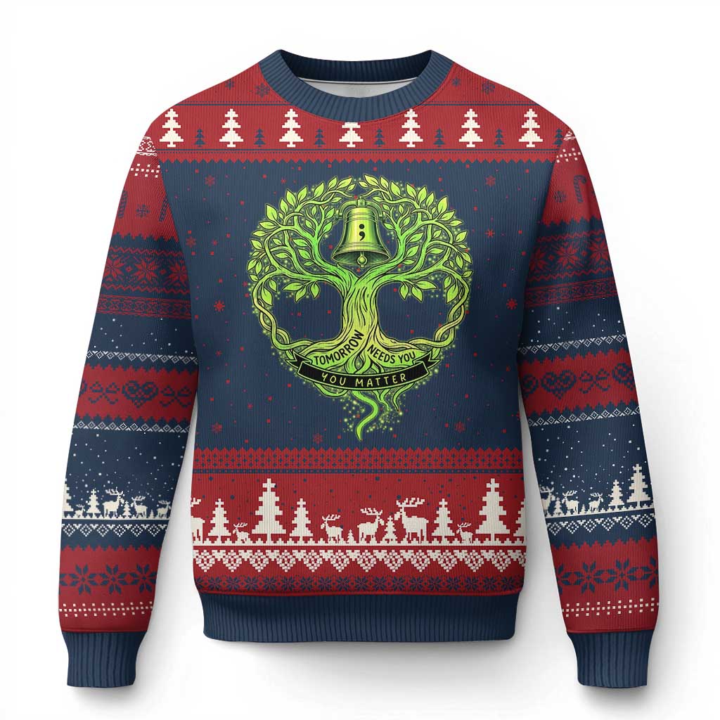 Mental Health Awarenes Ugly Christmas Sweater Tomorrow Needs You You Matter