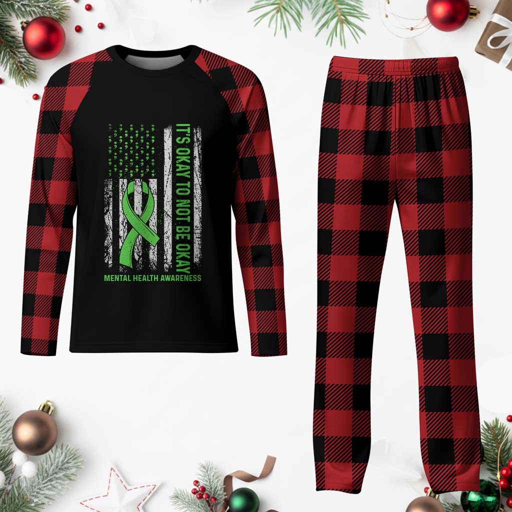 Mental Health Awarenes Plaid Pajama Set It's Okay To Not Be Okay
