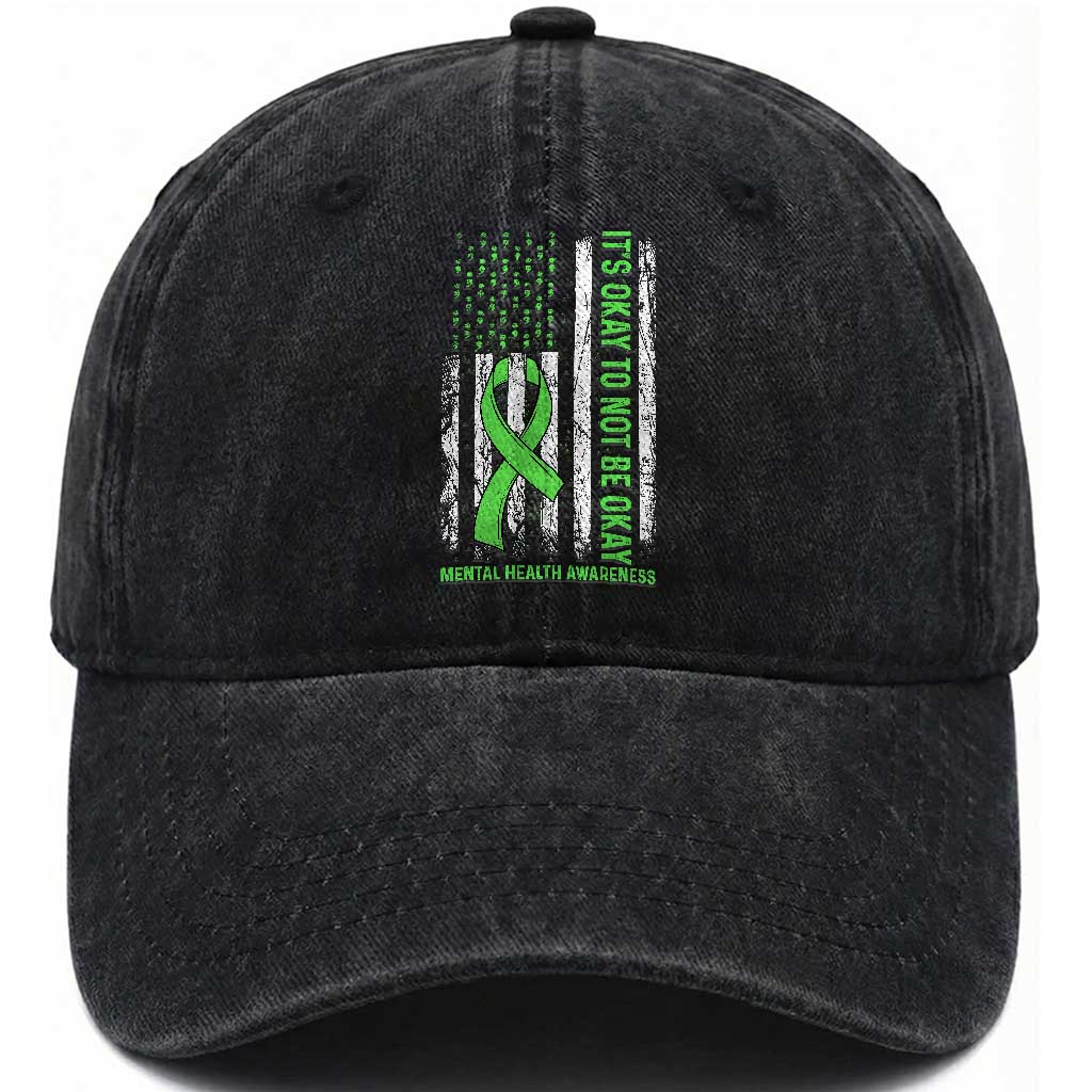 Mental Health Awarenes Washed Cotton Baseball Cap It's Okay To Not Be Okay