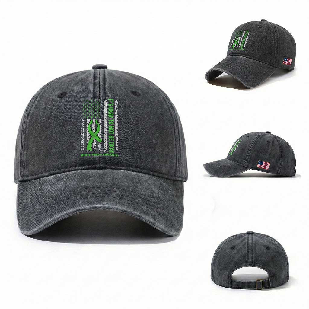 Mental Health Awarenes Washed Cotton Baseball Cap It's Okay To Not Be Okay