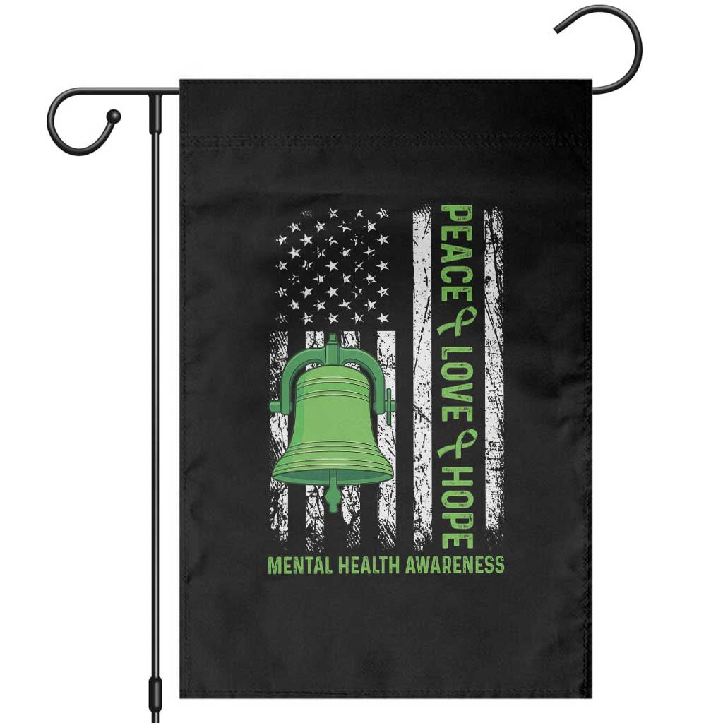 Mental Health Awarenes Garden Flag Peace Love Hope Green Ribbon