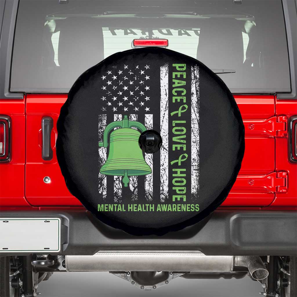 Mental Health Awarenes Spare Tire Cover Peace Love Hope Green Ribbon