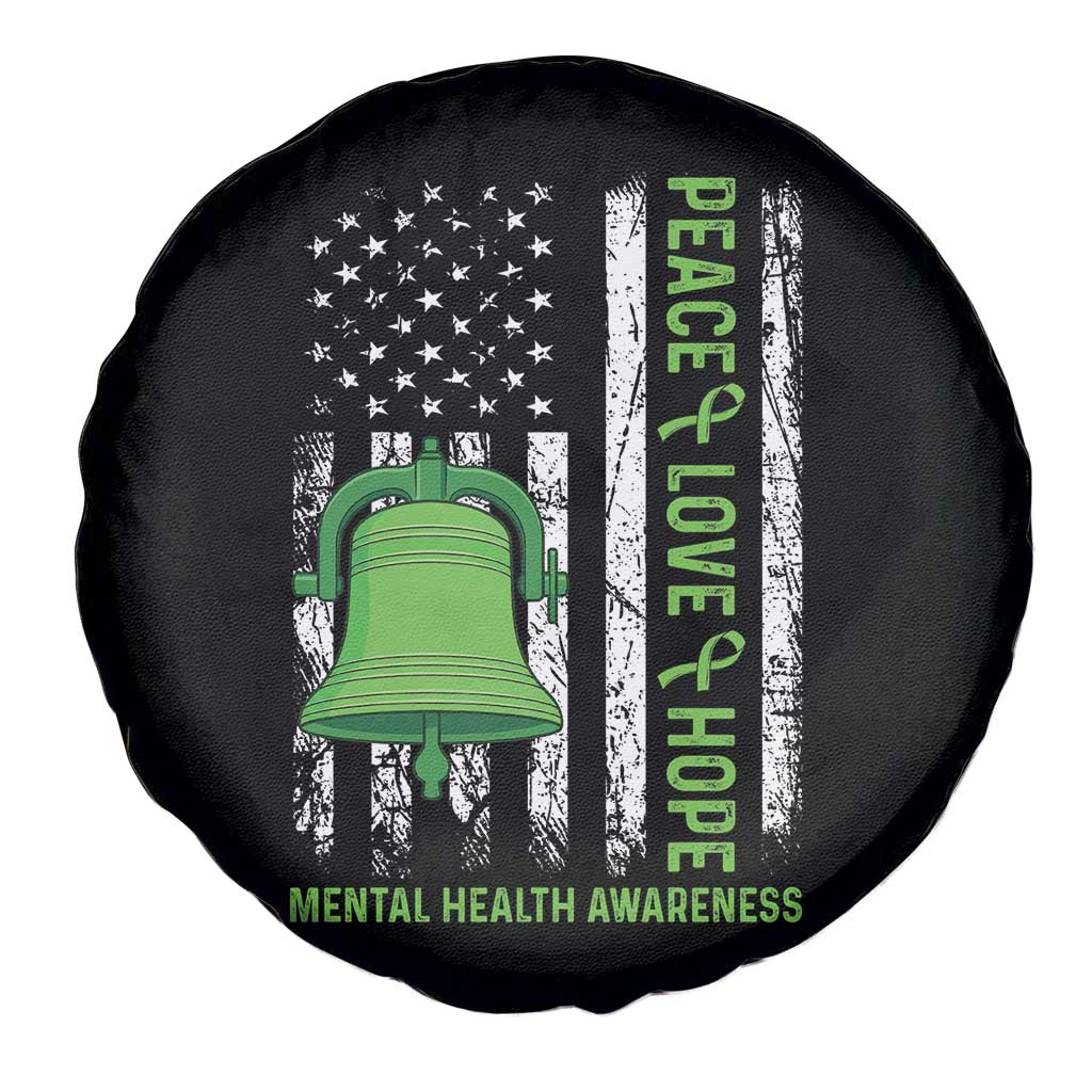 Mental Health Awarenes Spare Tire Cover Peace Love Hope Green Ribbon