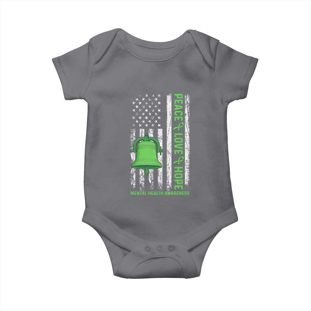 Mental Health Awarenes Baby Onesie Peace Love Hope Green Ribbon