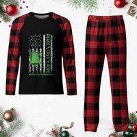 Mental Health Awarenes Plaid Pajama Set Peace Love Hope Green Ribbon
