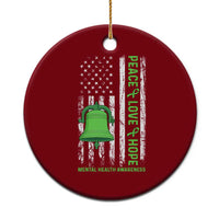 Mental Health Awarenes Ceramic Ornament Peace Love Hope Green Ribbon