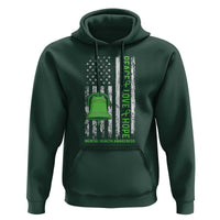Mental Health Awarenes Hoodie Peace Love Hope Green Ribbon