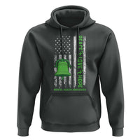 Mental Health Awarenes Hoodie Peace Love Hope Green Ribbon