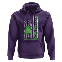 Mental Health Awarenes Hoodie Peace Love Hope Green Ribbon