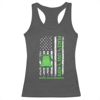 Mental Health Awarenes Racerback Tank Top Peace Love Hope Green Ribbon
