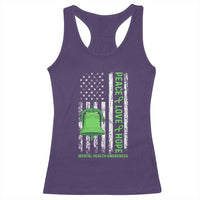 Mental Health Awarenes Racerback Tank Top Peace Love Hope Green Ribbon