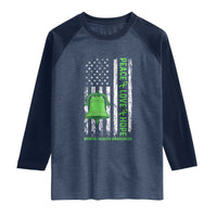 Mental Health Awarenes Raglan Shirt Peace Love Hope Green Ribbon