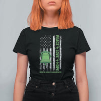 Mental Health Awarenes T Shirt For Women Peace Love Hope Green Ribbon