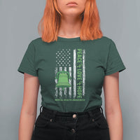 Mental Health Awarenes T Shirt For Women Peace Love Hope Green Ribbon