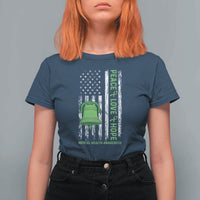 Mental Health Awarenes T Shirt For Women Peace Love Hope Green Ribbon