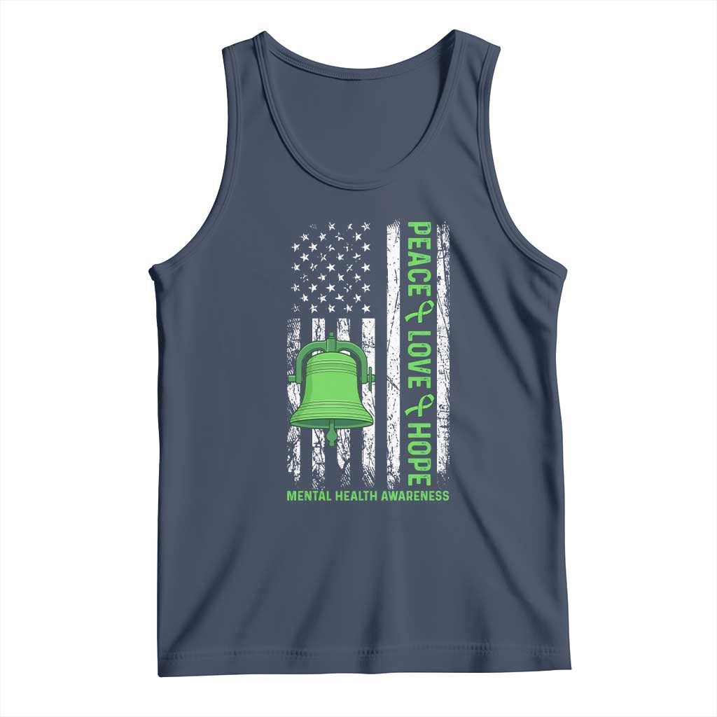 Mental Health Awarenes Tank Top Peace Love Hope Green Ribbon