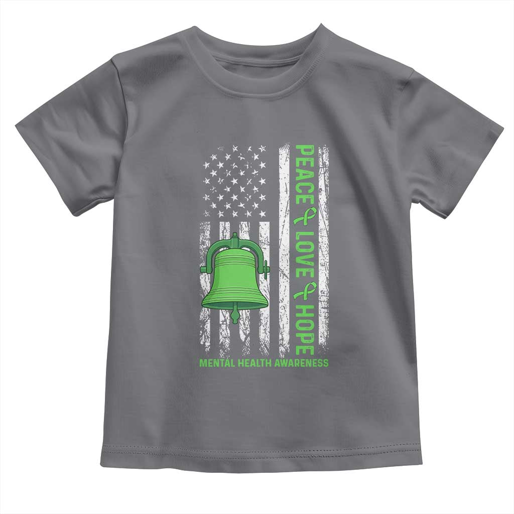 Mental Health Awarenes Toddler T Shirt Peace Love Hope Green Ribbon